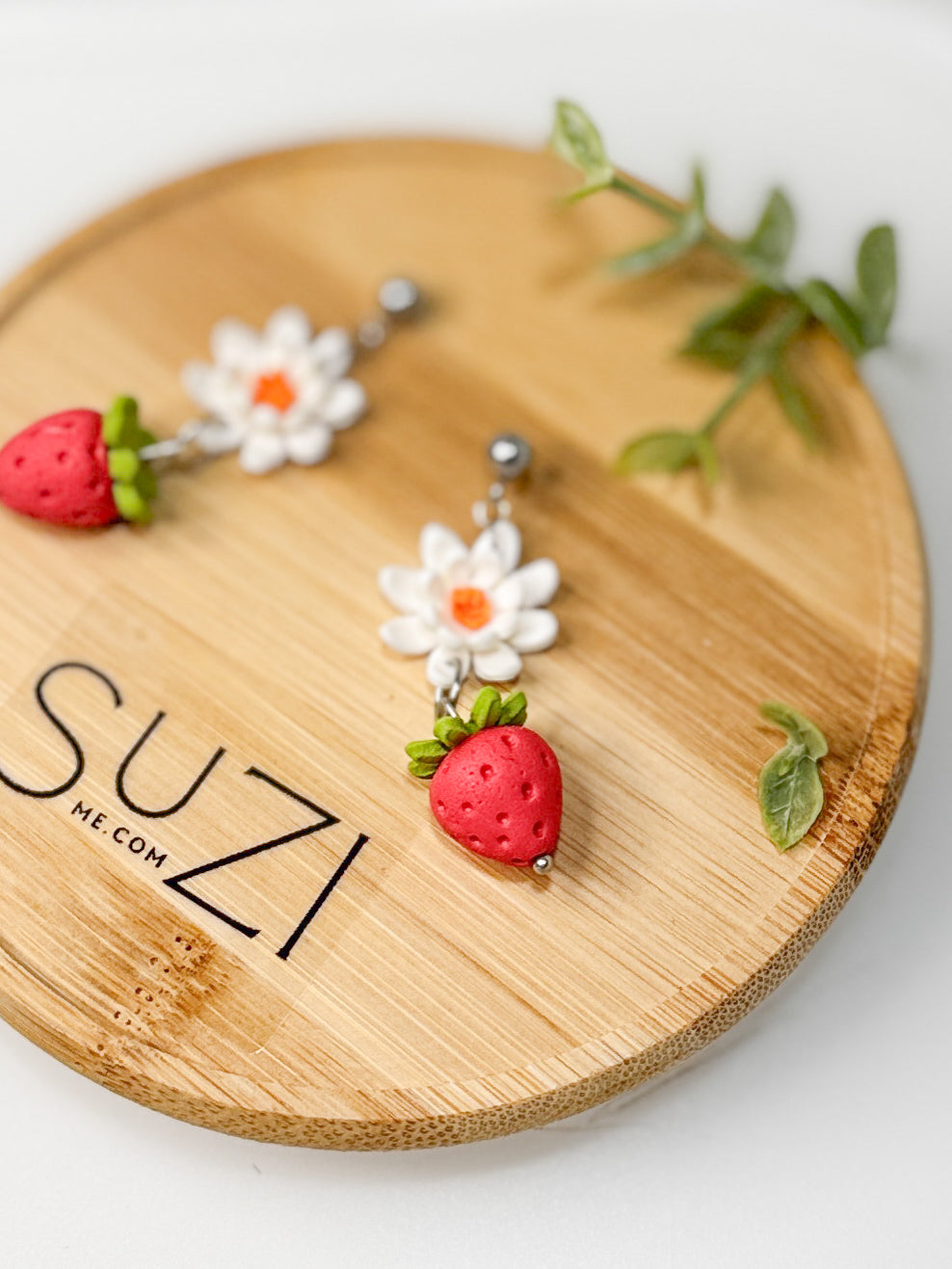 FR12 Fruit Floral Inspired Earrings - Strawberries, Lightweight Statement Jewelry, Boutique Gift for Her
