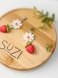 FR12 Fruit Floral Inspired Earrings - Strawberries, Lightweight Statement Jewelry, Boutique Gift for Her