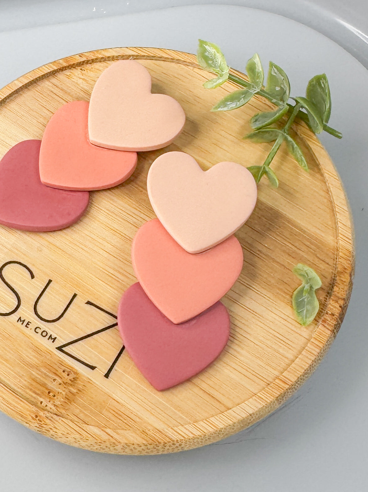 L20 Heart Inspired Earrings, Handmade Polymer Clay Jewelry, Neutral Soft Tones