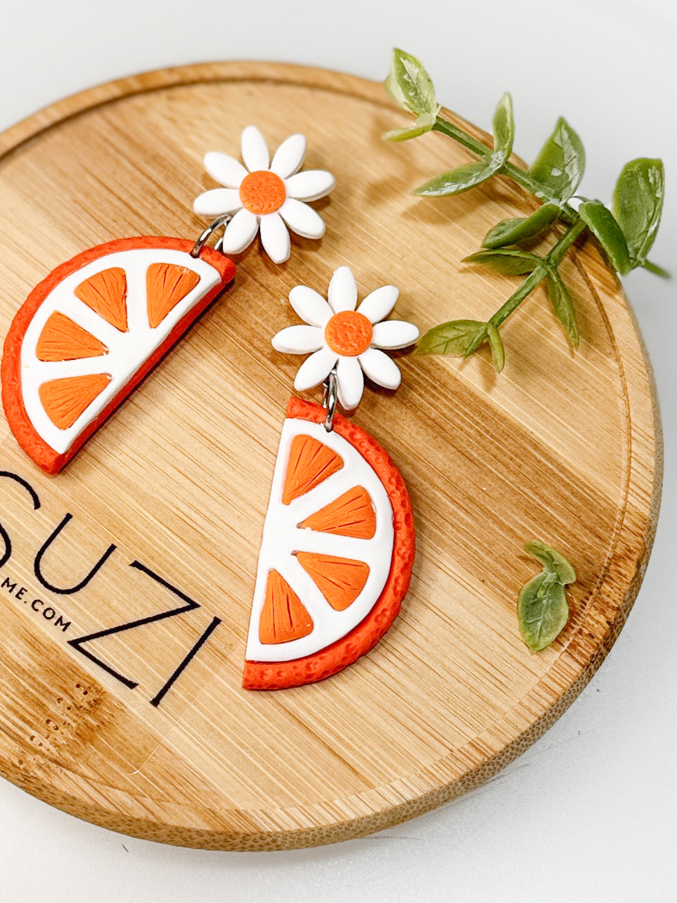 FR10 Fruit Floral Inspired Earrings - Orange, Lightweight Statement Jewelry, Boutique Gift for Her