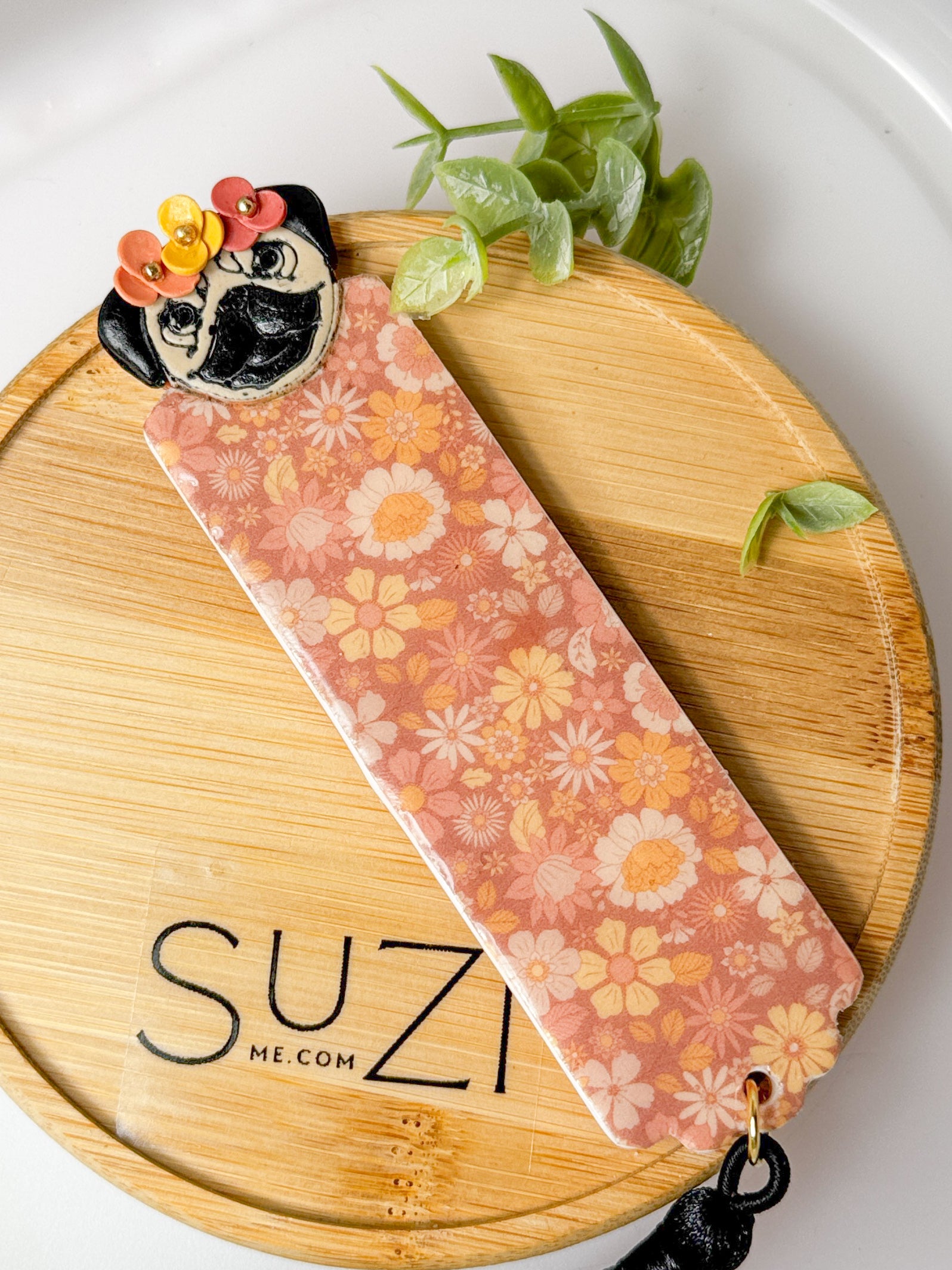 PUG6 Dainty Floral Bookish Inspired Bookmark, Handmade Polymer Clay, Gift, Soft Colors