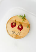 Sparkly Red 2 Handmade Polymer Clay Earrings, Everyday Wear, Glitter
