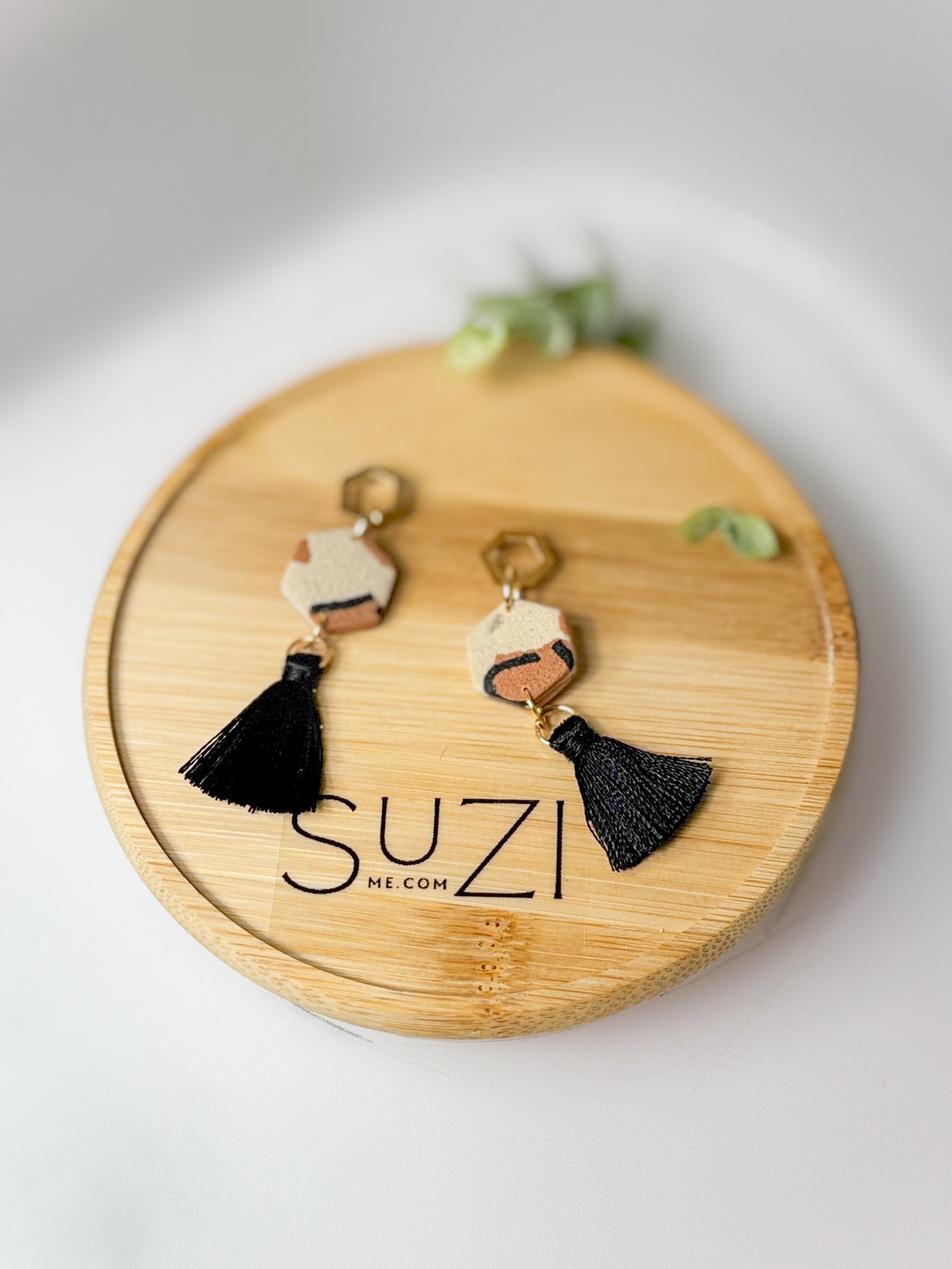 L5 Leopard Print Elegant Everyday Lightweight Dangles, Gold, Black and cream, Polymer Clay Earrings, Boutique Gift for Her