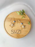 J9 Dove Blue Floral Clay Earrings – Lightweight Bridal & Spring Statement Earrings