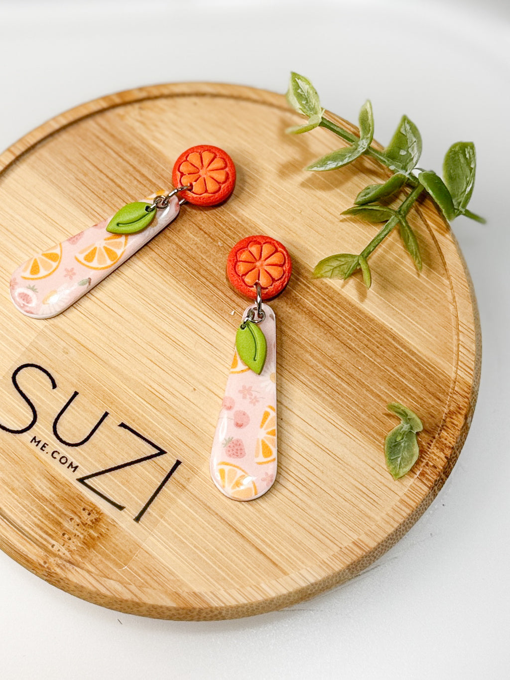 FR7 Fruit Inspired Earrings - Orange, Lightweight Statement Jewelry, Boutique Gift for Her