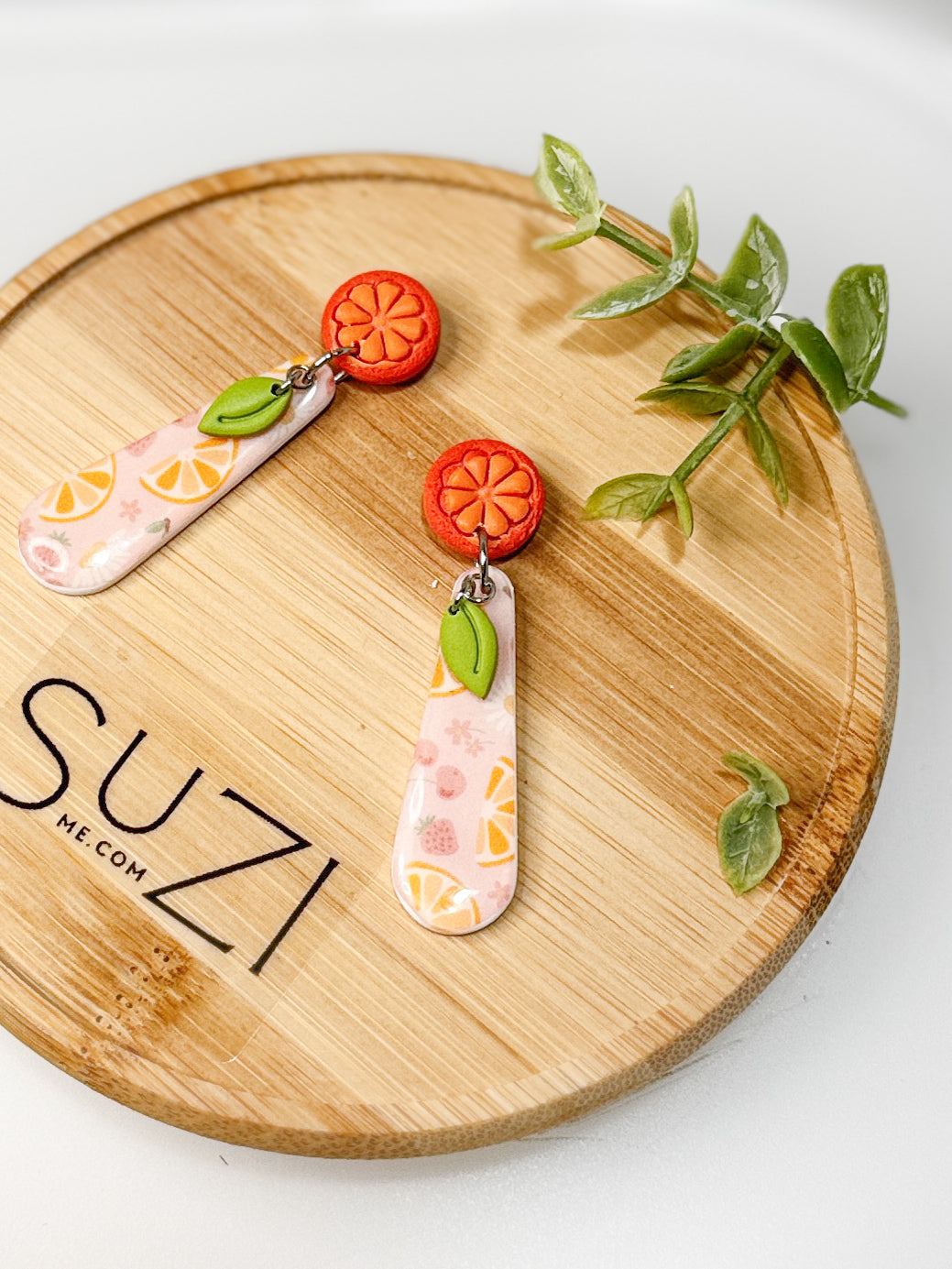 FR7 Fruit Inspired Earrings - Orange, Lightweight Statement Jewelry, Boutique Gift for Her