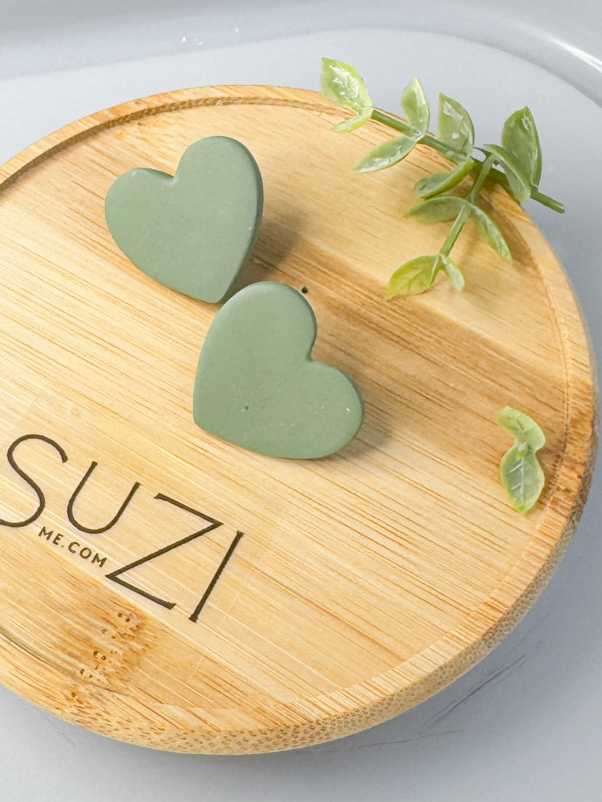 L19 Heart Inspired Earrings, Handmade Polymer Clay Jewelry, Neutral Soft Tones. STUD