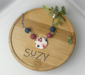 PLF4 Pink Coral Geo Bloom Necklace – Lightweight Polymer Clay Statement Jewelry