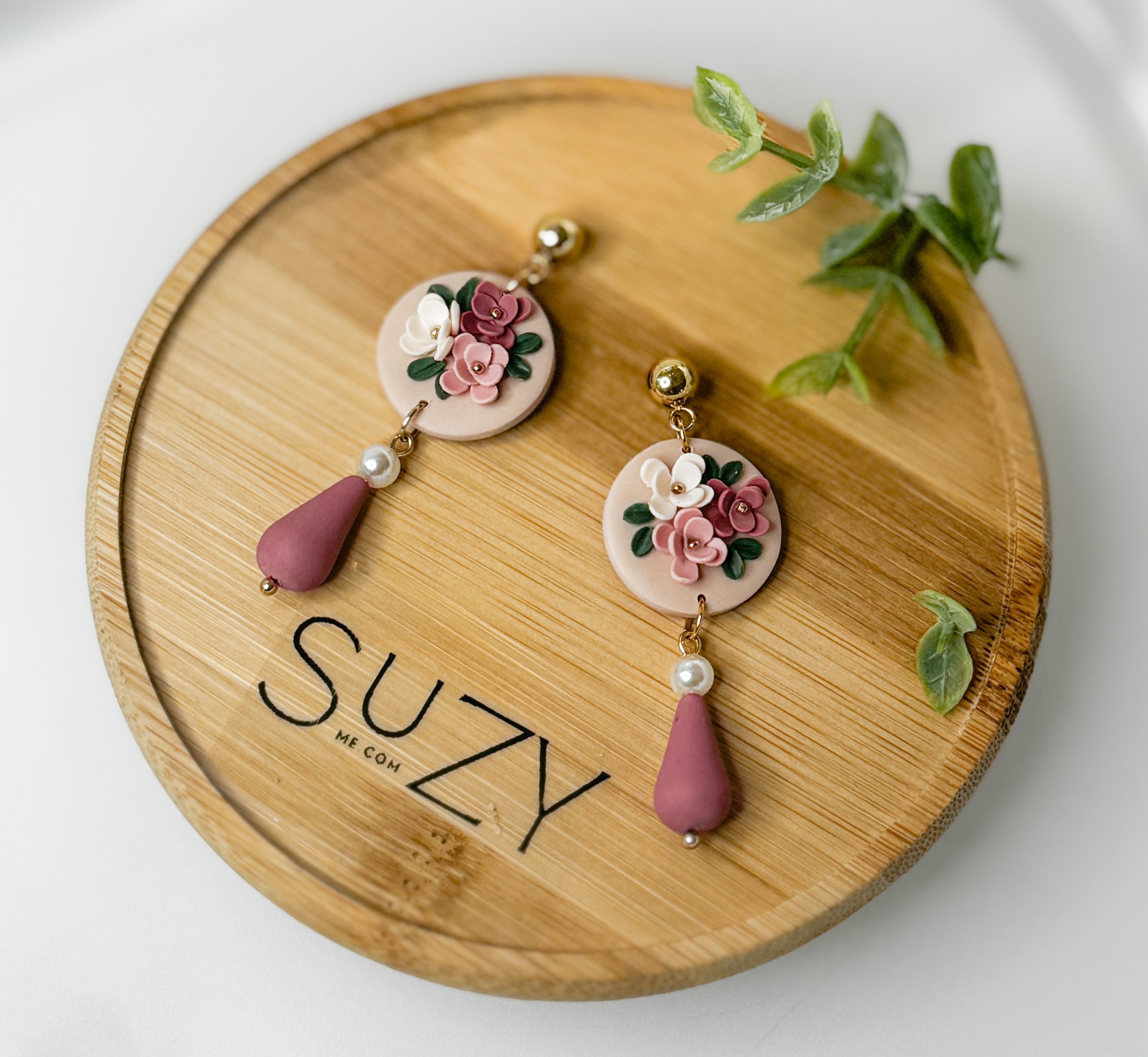 RV5 Blush Garden Floral Earrings – Lightweight Statement Jewelry, Boutique Gift for Her