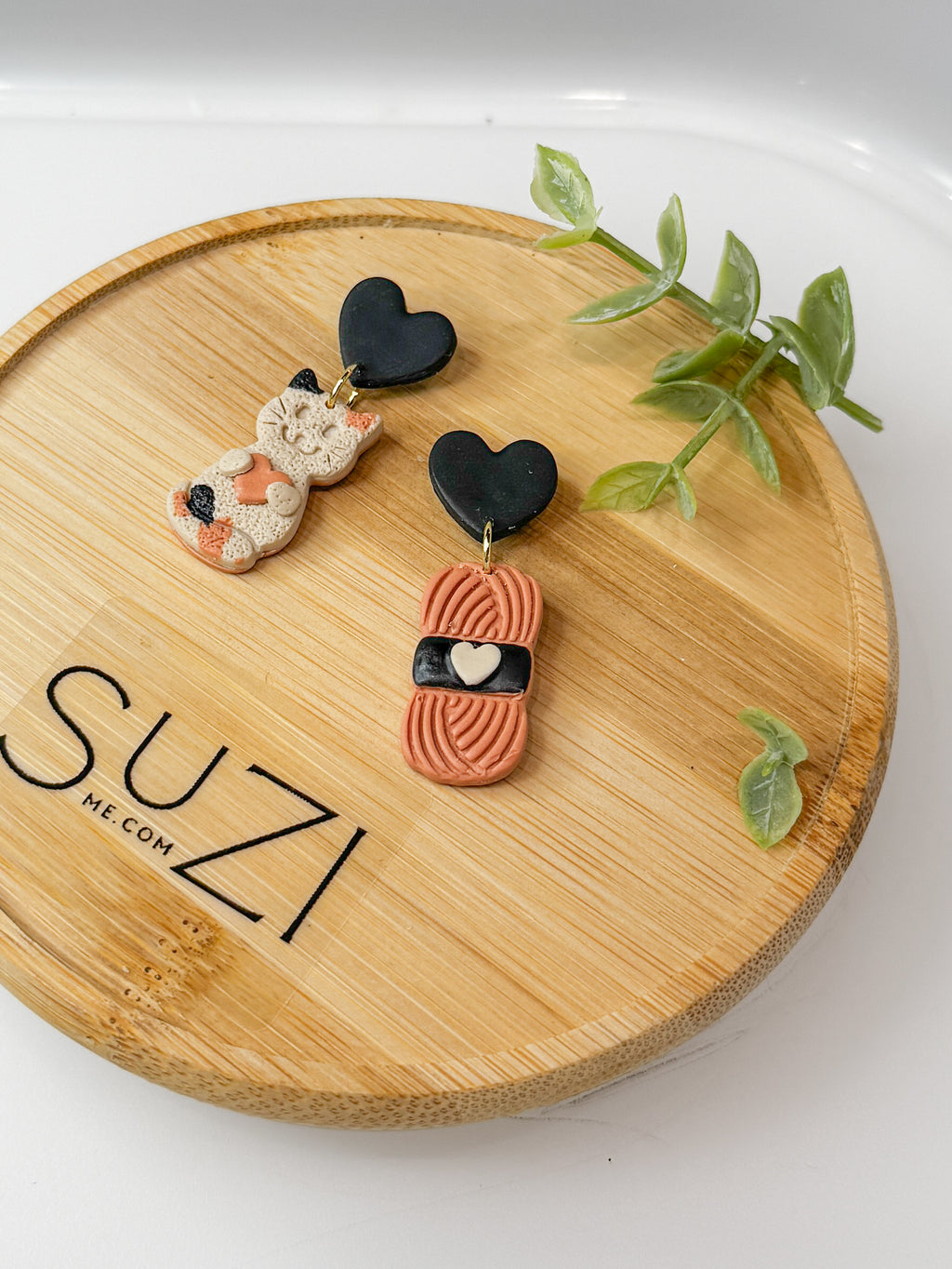 CL9 Cat Lover Jewelry, Cat Earrings, Handmade Polymer Clay Earrings, Cute Animal Lover Gift, Gold