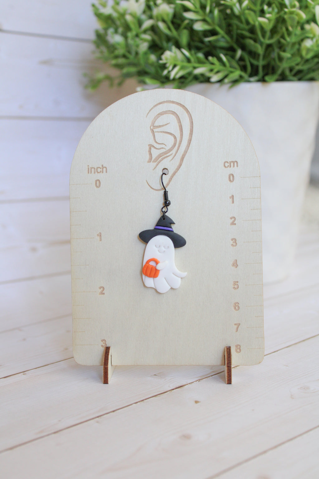 LH2 Witch Ghost Pumpkin Earrings – Cute Halloween Polymer Clay Lightweight Dangle Earrings | Hypoallergenic Stainless Steel | Gift for Her | Boutique