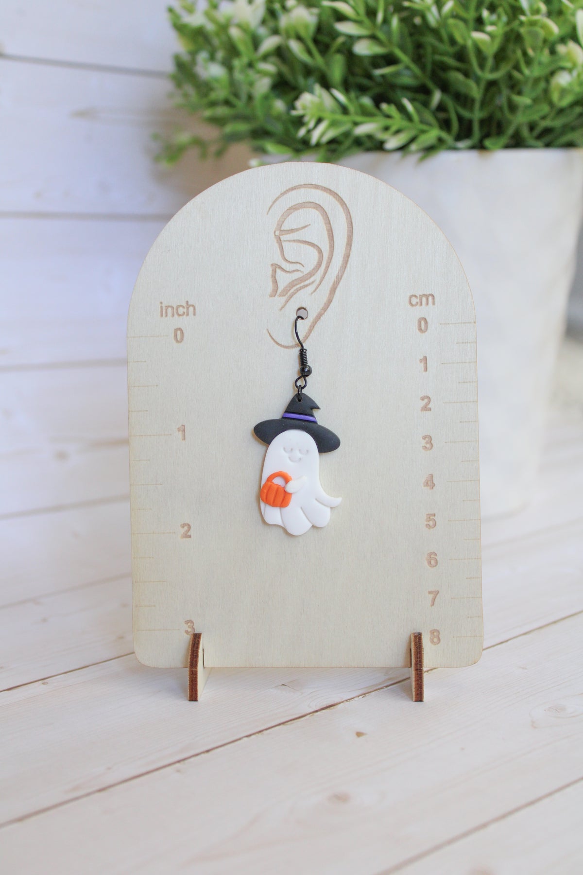 LH2 Witch Ghost Pumpkin Earrings – Cute Halloween Polymer Clay Lightweight Dangle Earrings | Hypoallergenic Stainless Steel | Gift for Her | Boutique