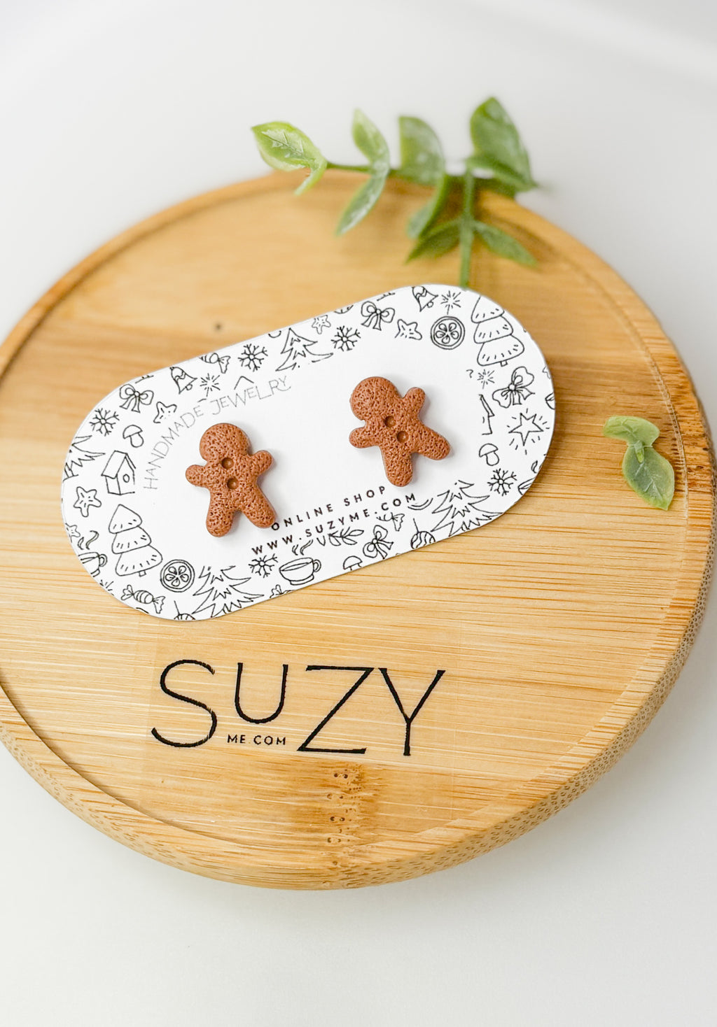 Christmas Stud Earrings – Mini Gingerbread Man, Christmas Tree, Bow, Candy Canes, Handmade Hypoallergenic
