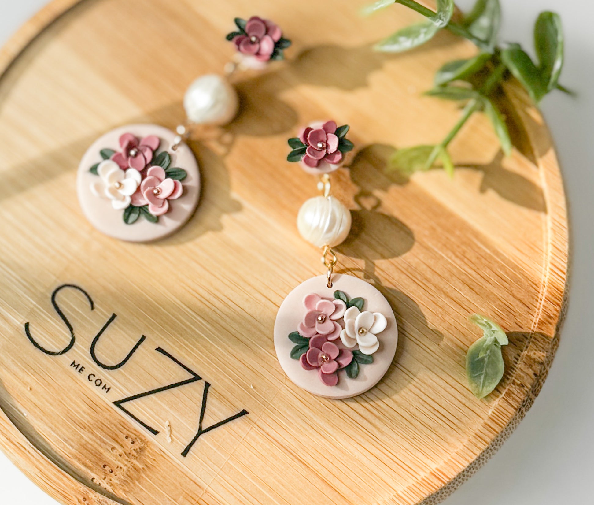 RV2 Blush Garden Floral Earrings – Lightweight Statement Jewelry, Boutique Gift for Her