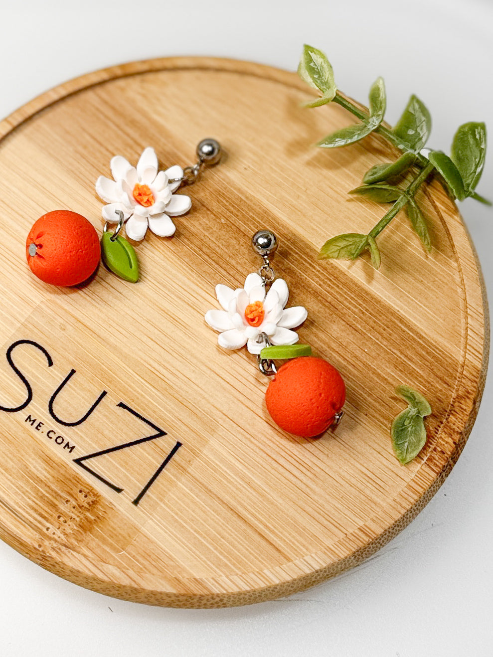 FR13 Fruit Floral Inspired Earrings - Orange, Lightweight Statement Jewelry, Boutique Gift for Her
