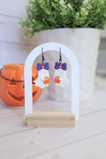 LH1 Ghost Bow Earrings – Cute Halloween Polymer Clay Lightweight Dangle Earrings | Hypoallergenic Stainless Steel | Gift for Her | Boutique