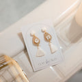Floral Teardrop Elegant Lightweight Dangles, White and cream, Polymer Clay Earrings, Boutique Gift for Her