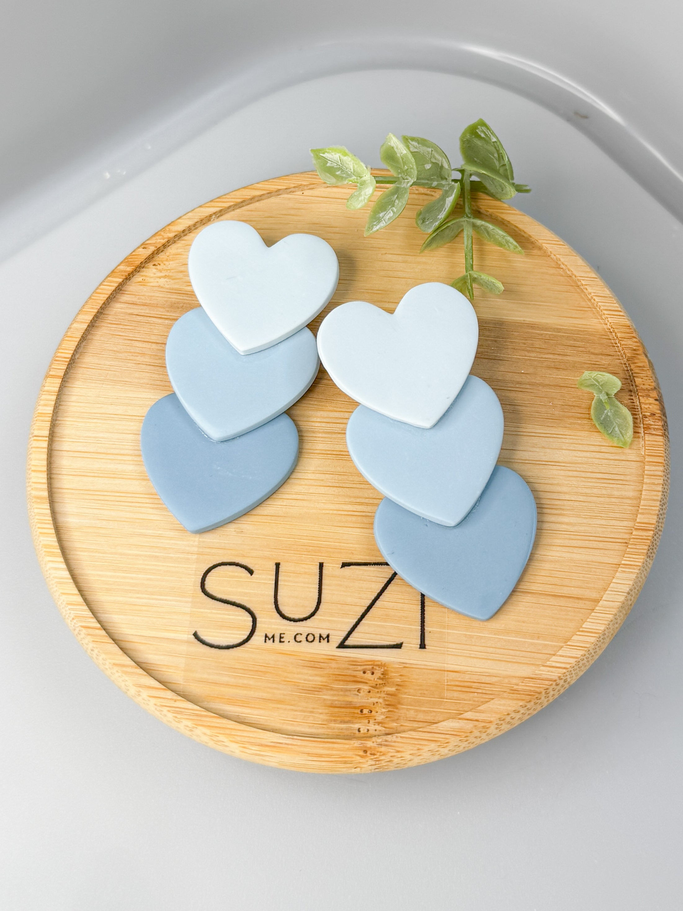 L20 Heart Inspired Earrings, Handmade Polymer Clay Jewelry, Neutral Soft Tones