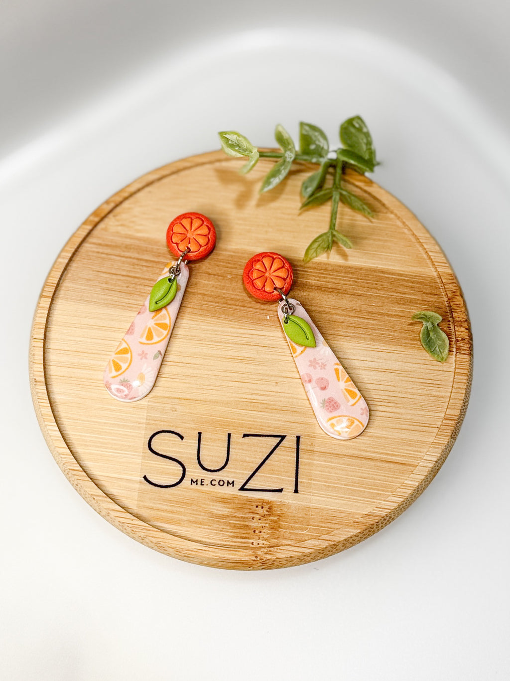FR7 Fruit Inspired Earrings - Orange, Lightweight Statement Jewelry, Boutique Gift for Her