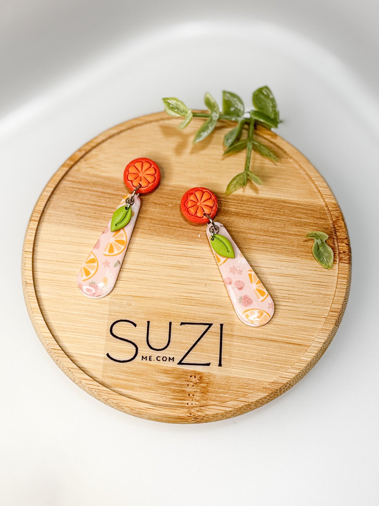 FR7 Fruit Inspired Earrings - Orange, Lightweight Statement Jewelry, Boutique Gift for Her