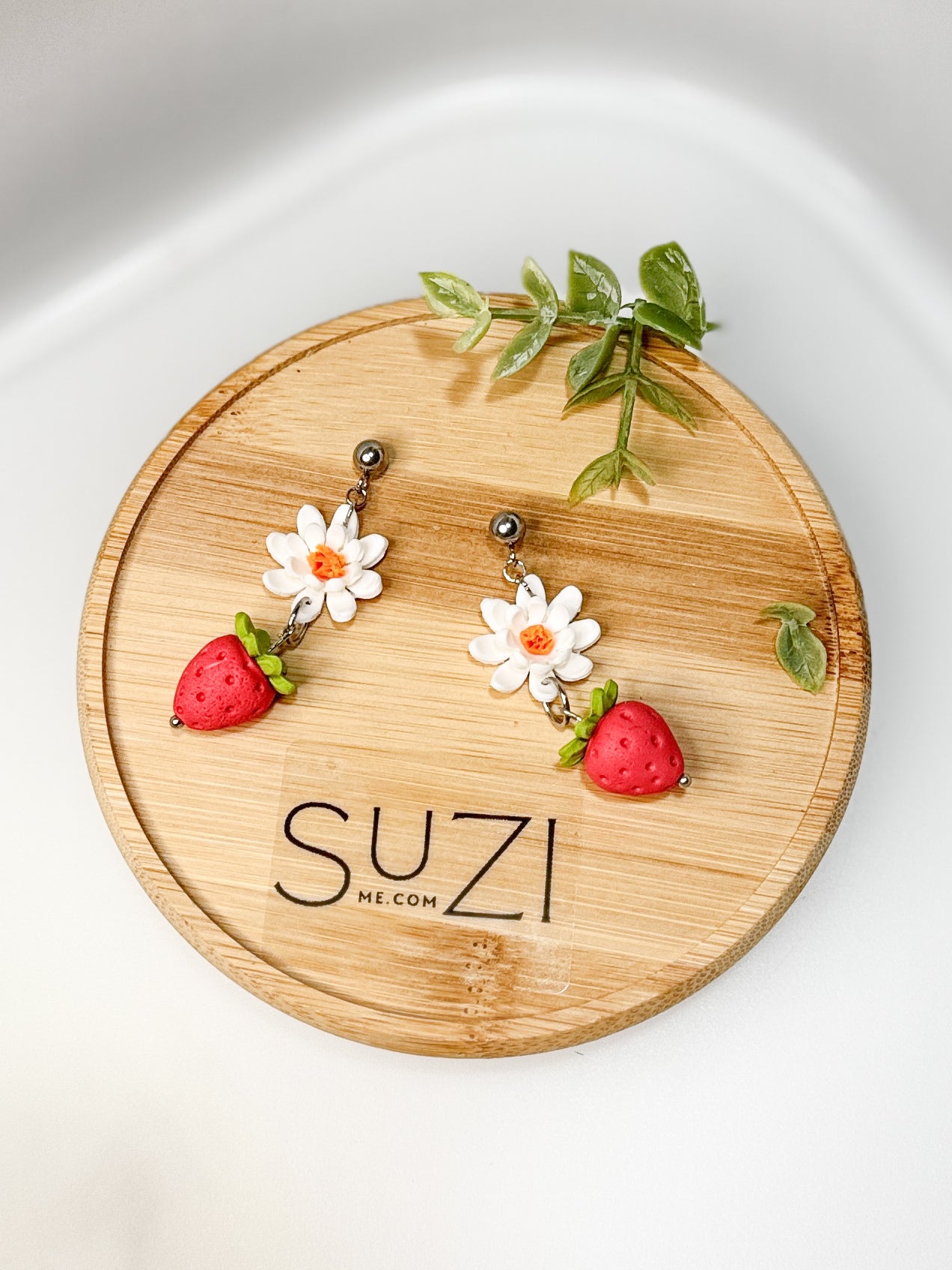 FR12 Fruit Floral Inspired Earrings - Strawberries, Lightweight Statement Jewelry, Boutique Gift for Her