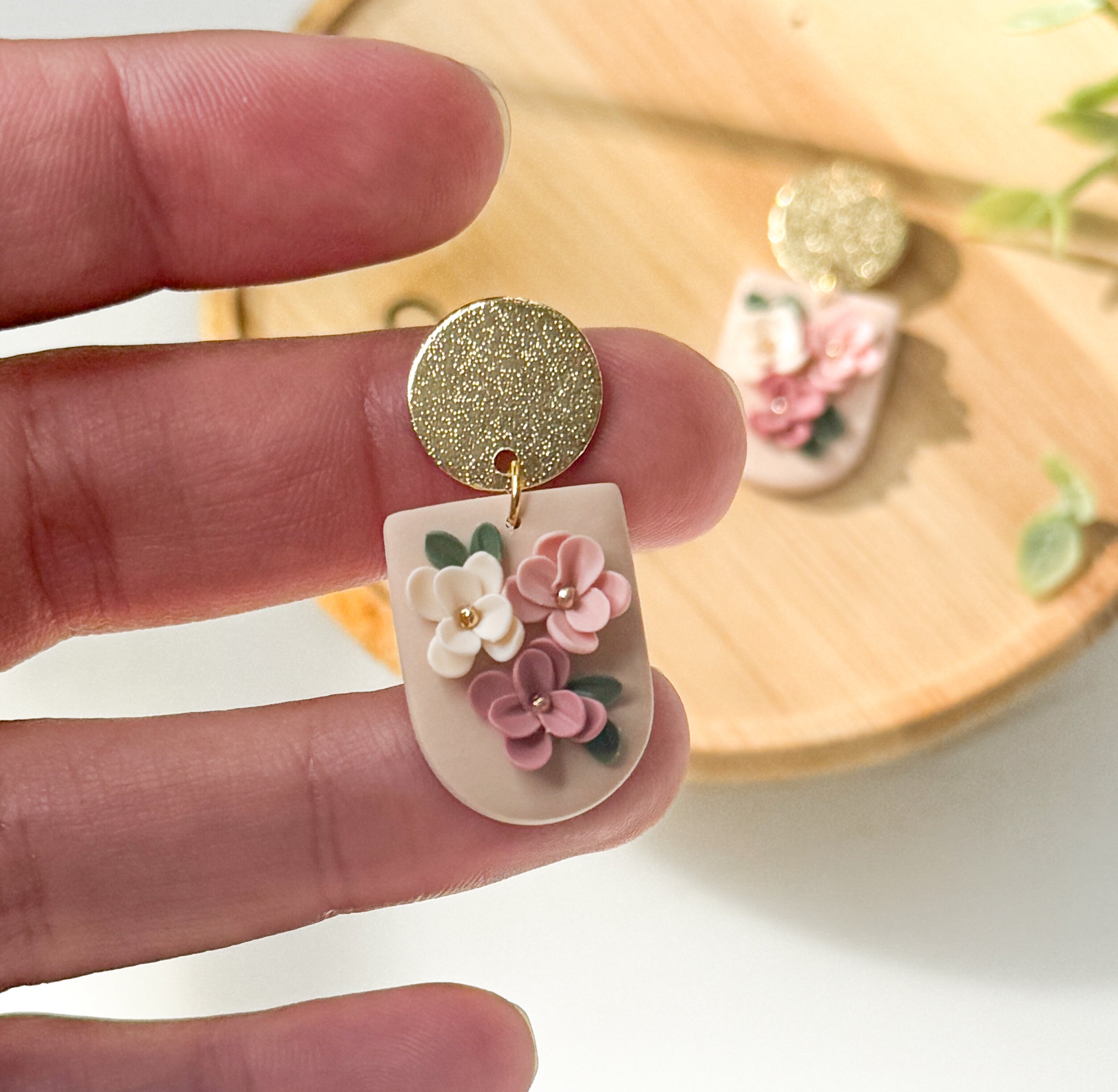 RV7 Blush Garden Floral Earrings – Lightweight Statement Jewelry, Boutique Gift for Her
