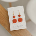 BH4 Boho Dangle Earrings – Neutral Earth Tone Polymer Clay Jewelry – Brown Caramel Burnt Orange Statement Earrings – Lightweight Handmade