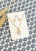 RG14 Faith Inspired Cross Earring & Necklace Set | Christian Gift | Delicate Jewelry | Stainless Steel Gold Plated Fine Jewelry