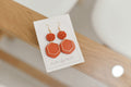 BH2 Boho Dangle Earrings – Neutral Earth Tone Polymer Clay Jewelry – Brown Caramel Burnt Orange Statement Earrings – Lightweight Handmade