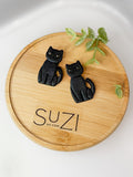 CL5 Cat Lover Jewelry, Cat Earrings, Handmade Polymer Clay Earrings, Cute Animal Lover Gift, Gold