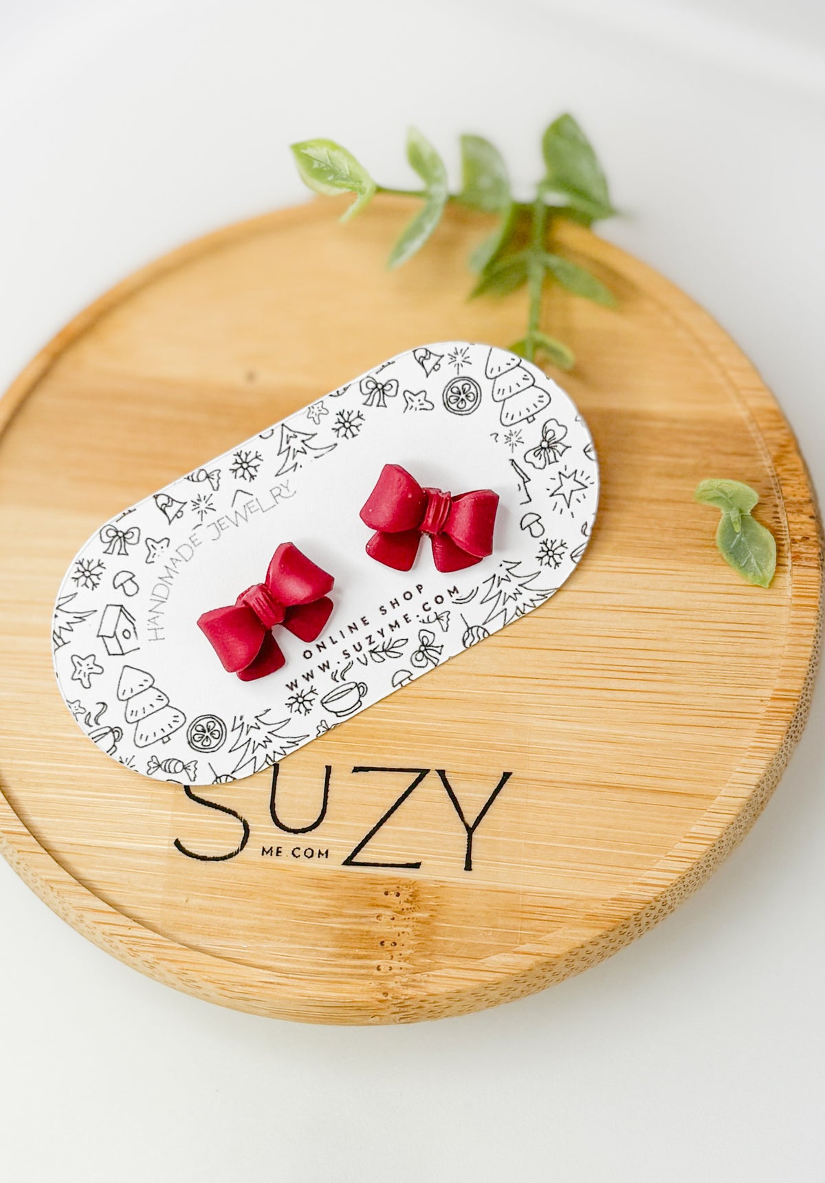 Christmas Stud Earrings – Mini Gingerbread Man, Christmas Tree, Bow, Candy Canes, Handmade Hypoallergenic