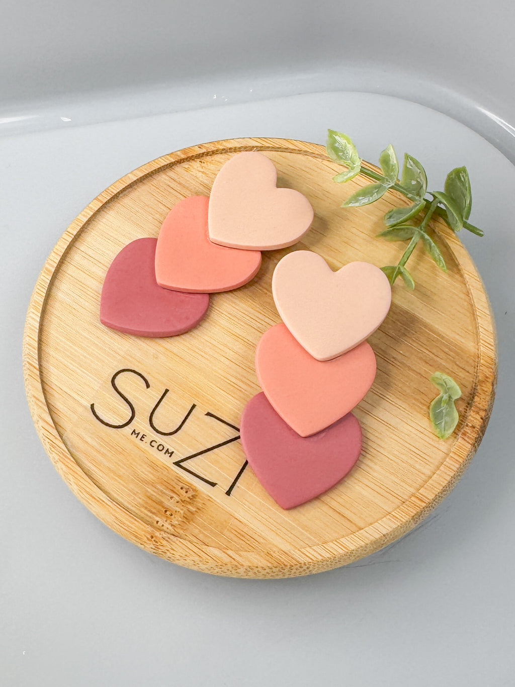 L20 Heart Inspired Earrings, Handmade Polymer Clay Jewelry, Neutral Soft Tones