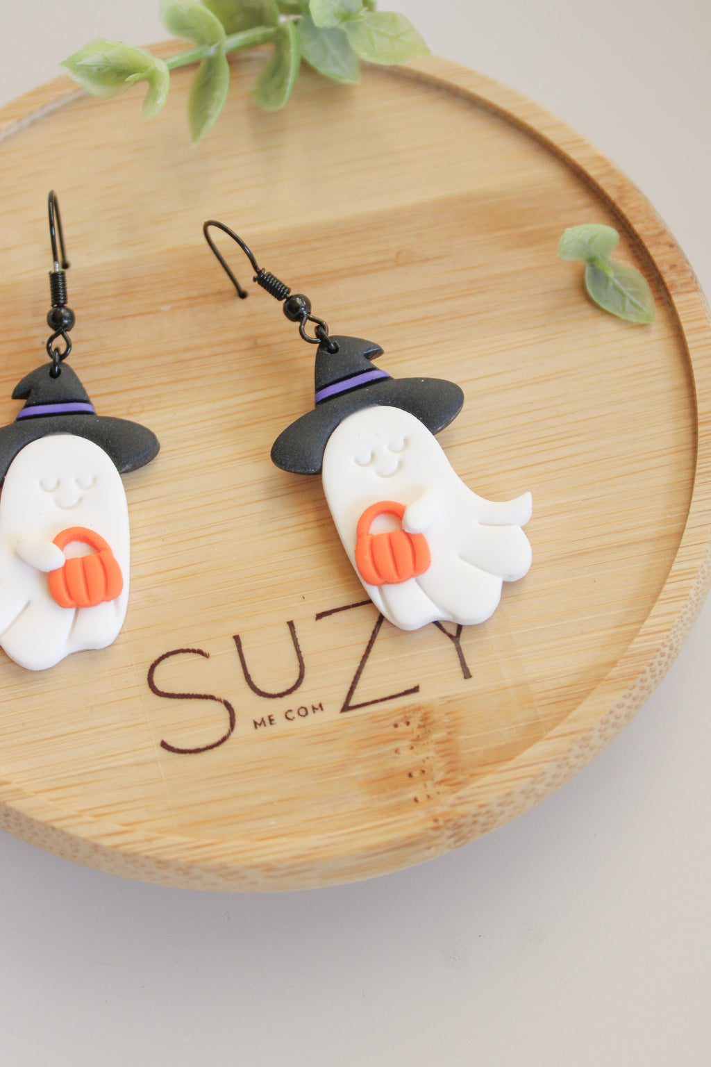 LH2 Witch Ghost Pumpkin Earrings – Cute Halloween Polymer Clay Lightweight Dangle Earrings | Hypoallergenic Stainless Steel | Gift for Her | Boutique