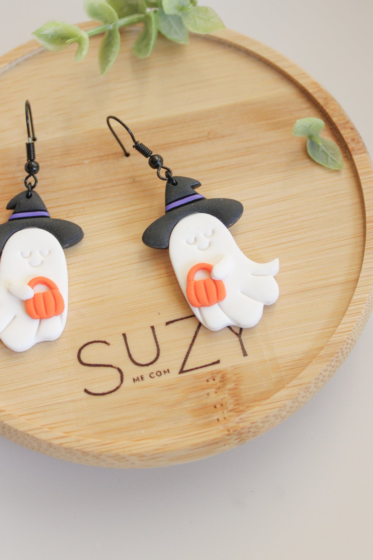 LH2 Witch Ghost Pumpkin Earrings – Cute Halloween Polymer Clay Lightweight Dangle Earrings | Hypoallergenic Stainless Steel | Gift for Her | Boutique