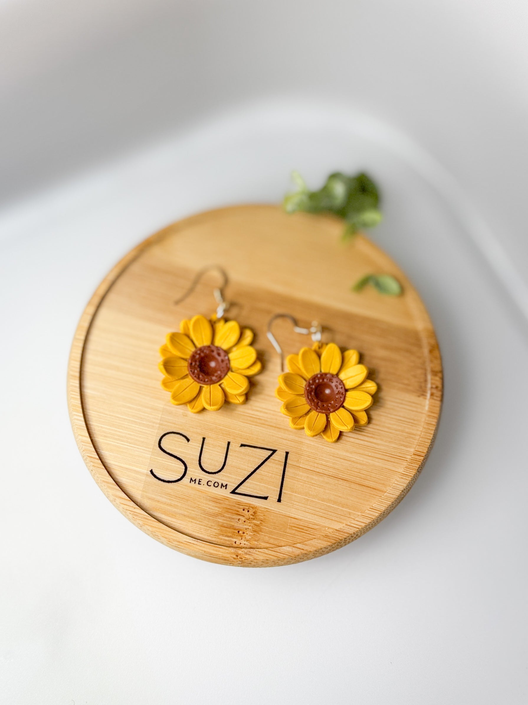 Yellow Sunflower 1 Floral Handmade Lightweight, Polymer Clay Dangle Earrings, Gift for Her