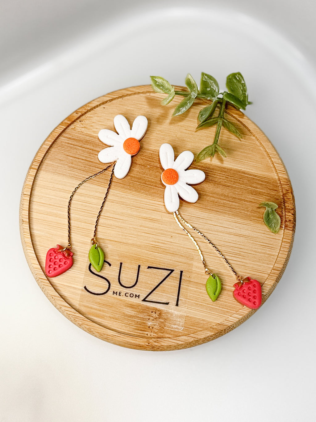 FR15 Fruit Floral Inspired Earrings - Strawberry, Lightweight Statement Jewelry, Boutique Gift for Her