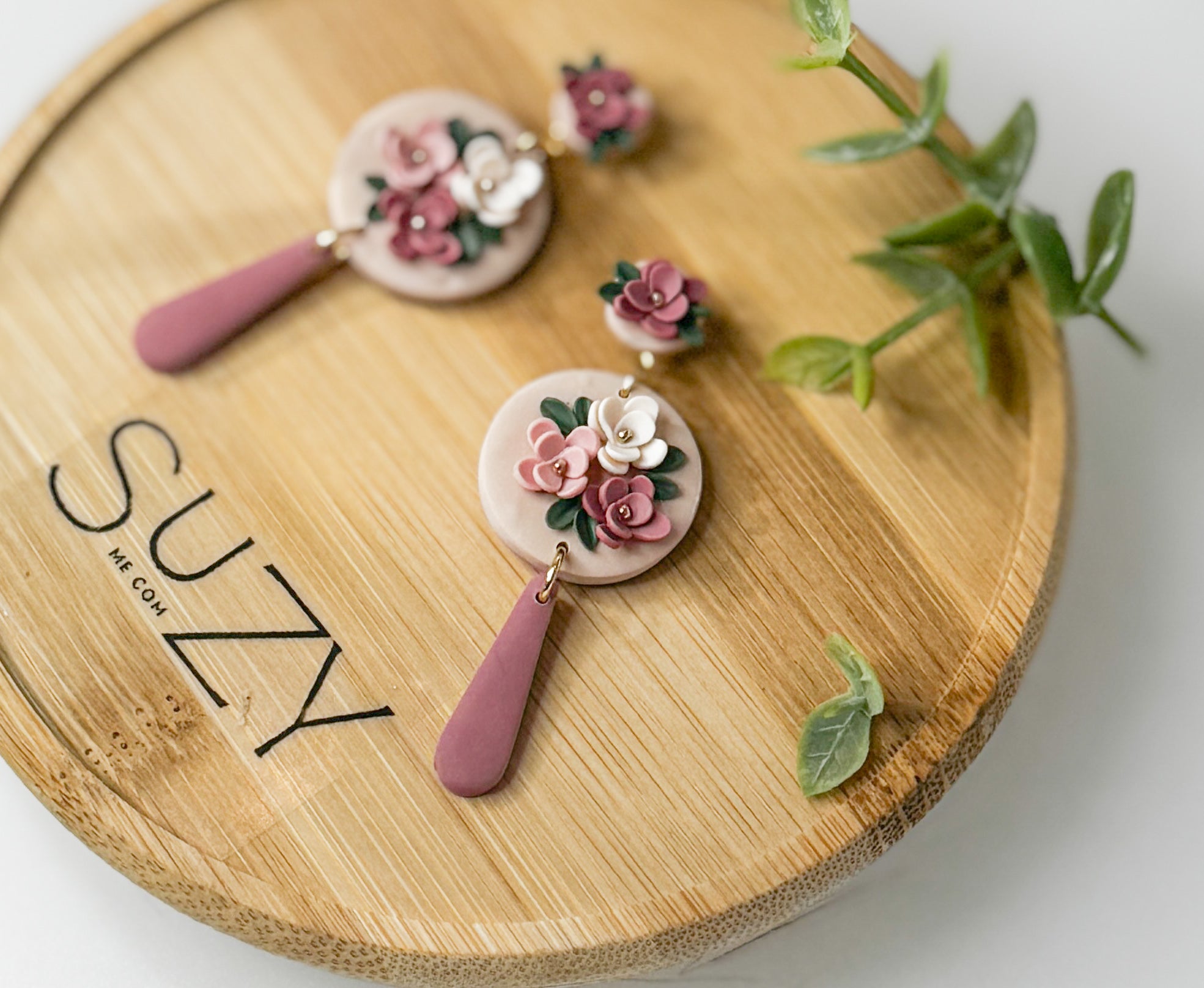 RV4 Blush Garden Floral Earrings – Lightweight Statement Jewelry, Boutique Gift for Her