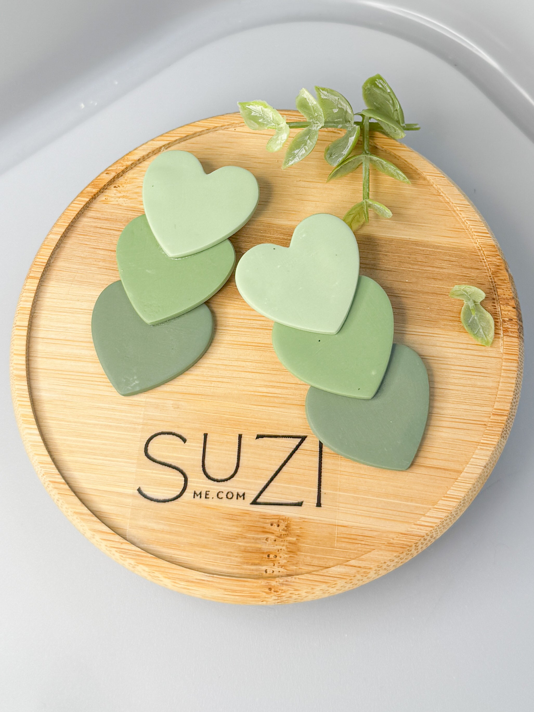 L20 Heart Inspired Earrings, Handmade Polymer Clay Jewelry, Neutral Soft Tones
