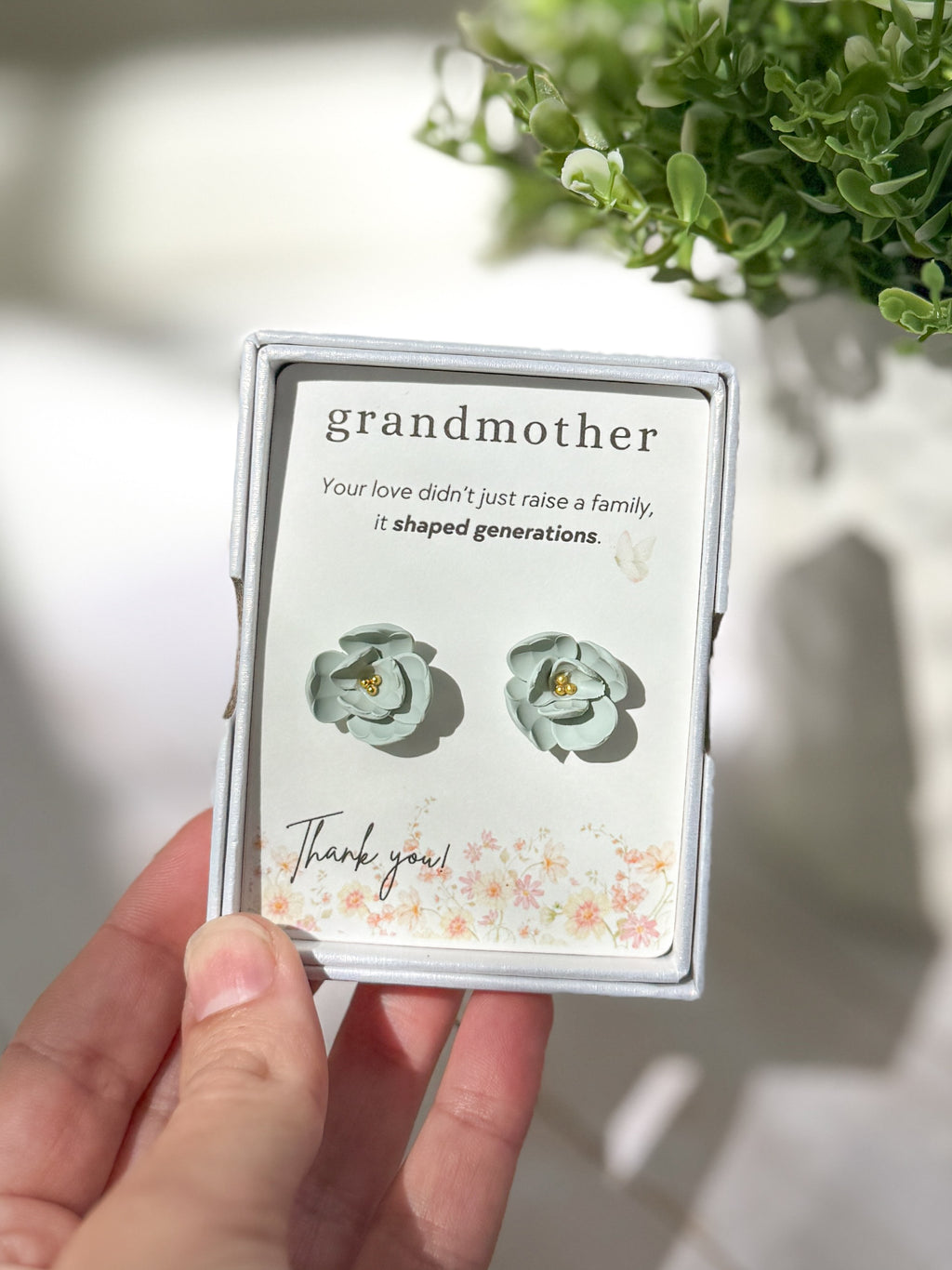GB4 Floral Gift for Grandma, Meaningful and Sentimental Keepsake Gifts, Lightweight Hypoallergenic Earrings