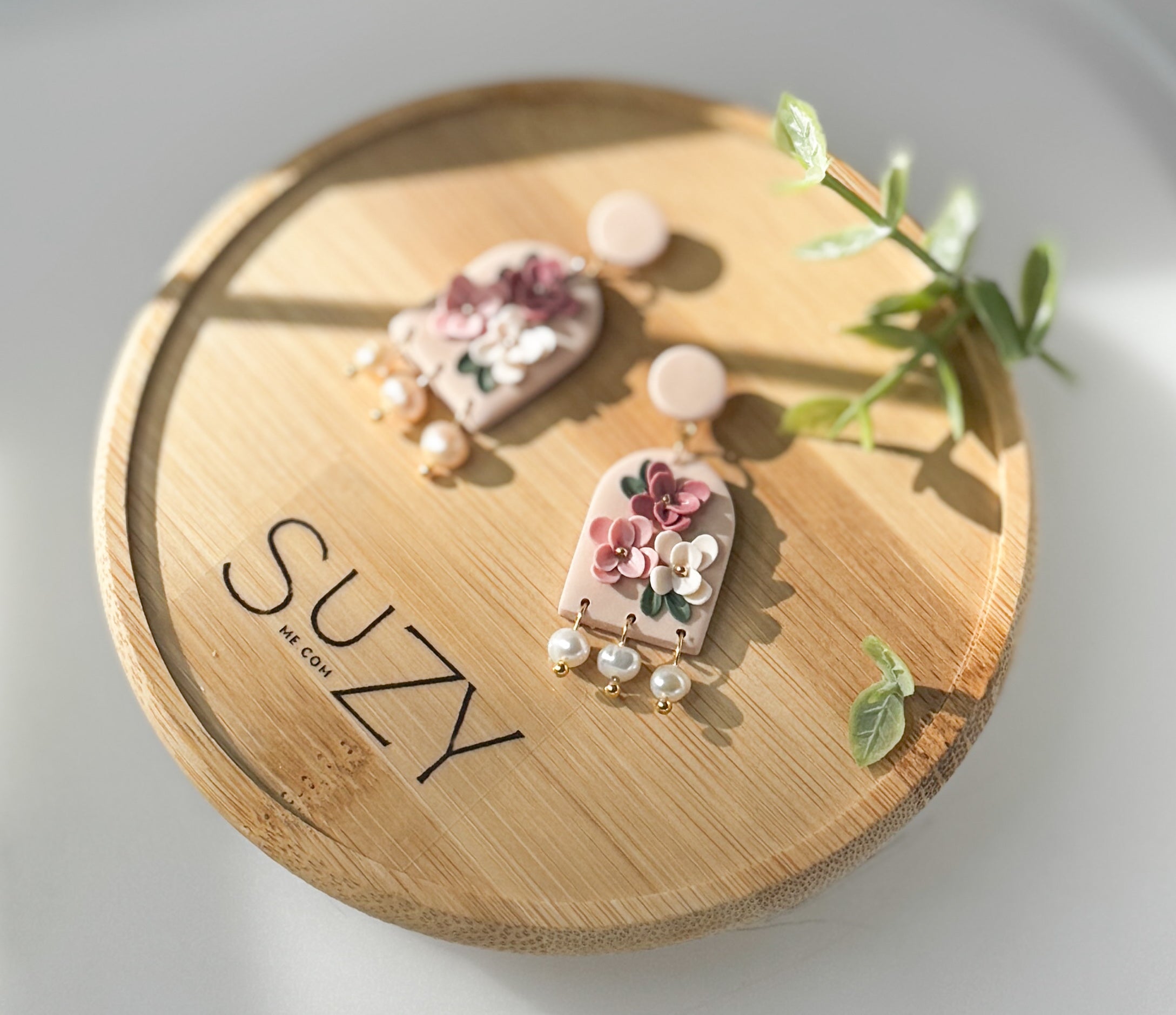 RV1 Blush Garden Floral Earrings – Lightweight Statement Jewelry, Boutique Gift for Her