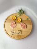 PUG7 Dainty Floral Bookish Inspired Earrings, Handmade Polymer Clay Dangle, Gift, Soft Colors