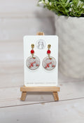 Christmas Snowman Drop Earrings with Emerald Red/Green Crystal Accents – Festive Winter Holiday Jewelry