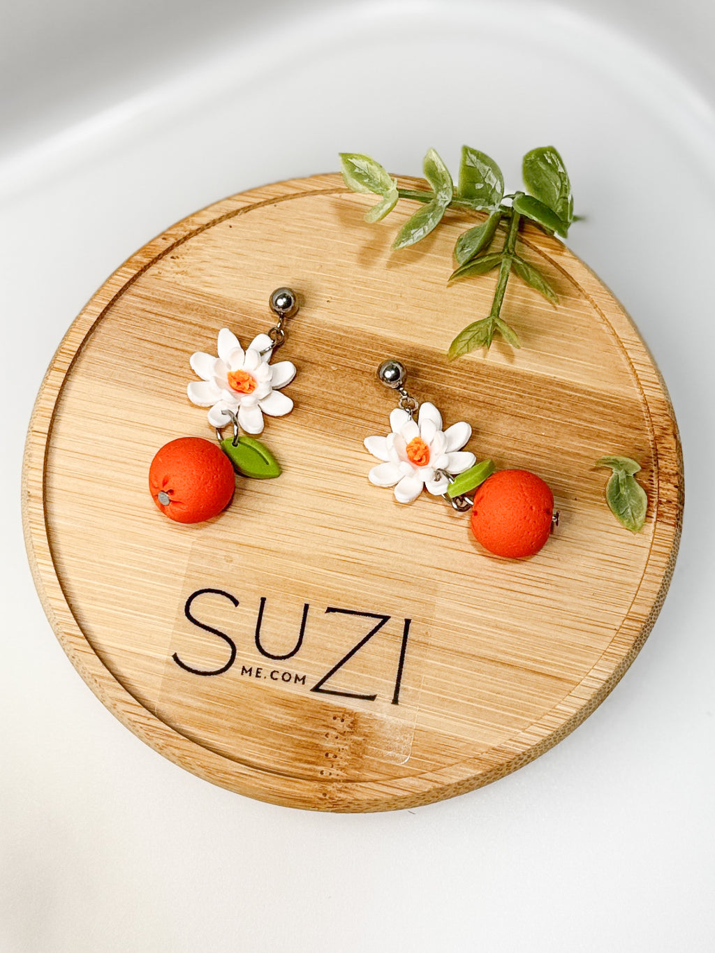 FR13 Fruit Floral Inspired Earrings - Orange, Lightweight Statement Jewelry, Boutique Gift for Her