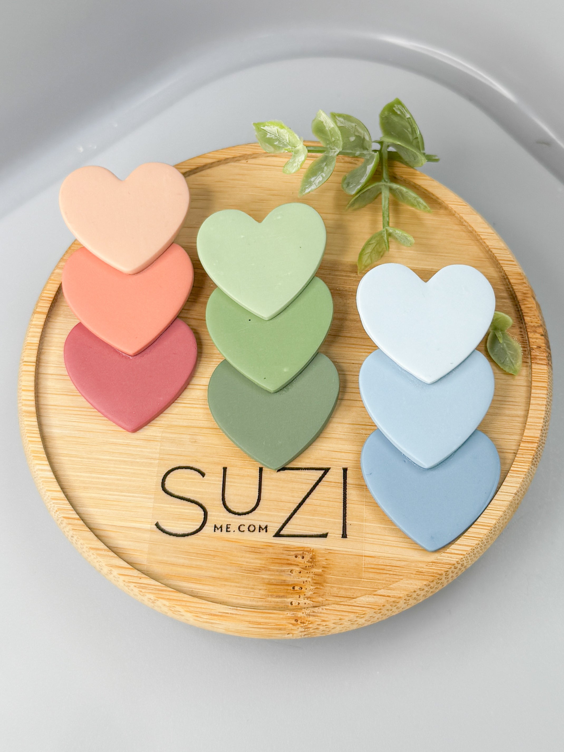 L20 Heart Inspired Earrings, Handmade Polymer Clay Jewelry, Neutral Soft Tones