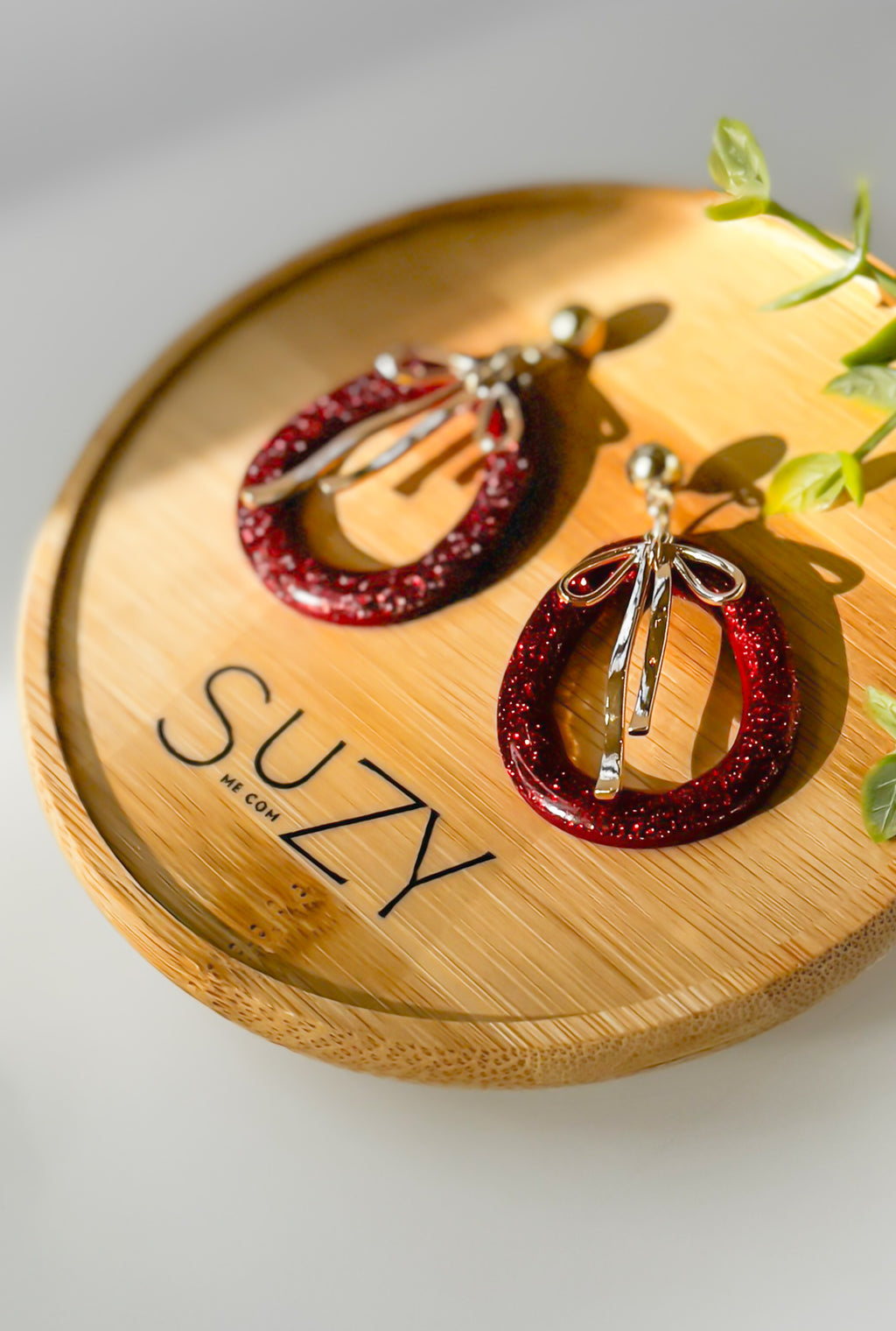 Sparkly Red Handmade Polymer Clay Earrings, Everyday Wear, Glitter