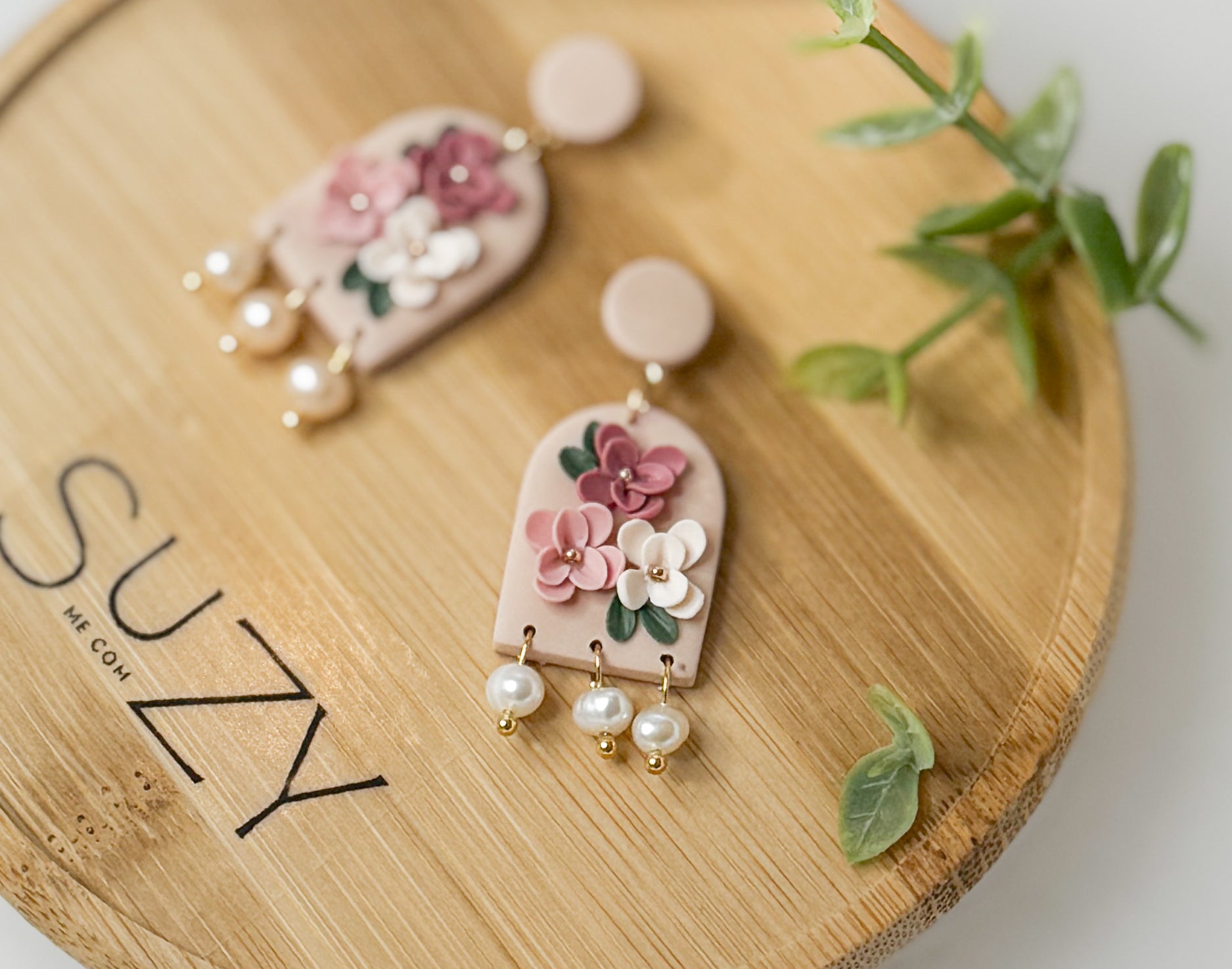 RV1 Blush Garden Floral Earrings – Lightweight Statement Jewelry, Boutique Gift for Her