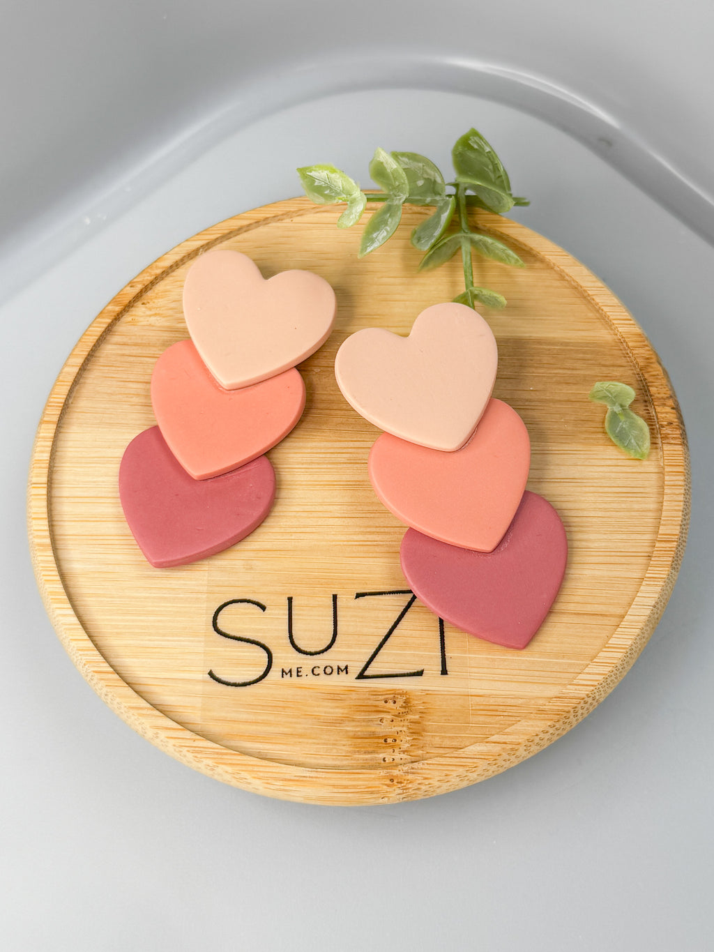 L20 Heart Inspired Earrings, Handmade Polymer Clay Jewelry, Neutral Soft Tones