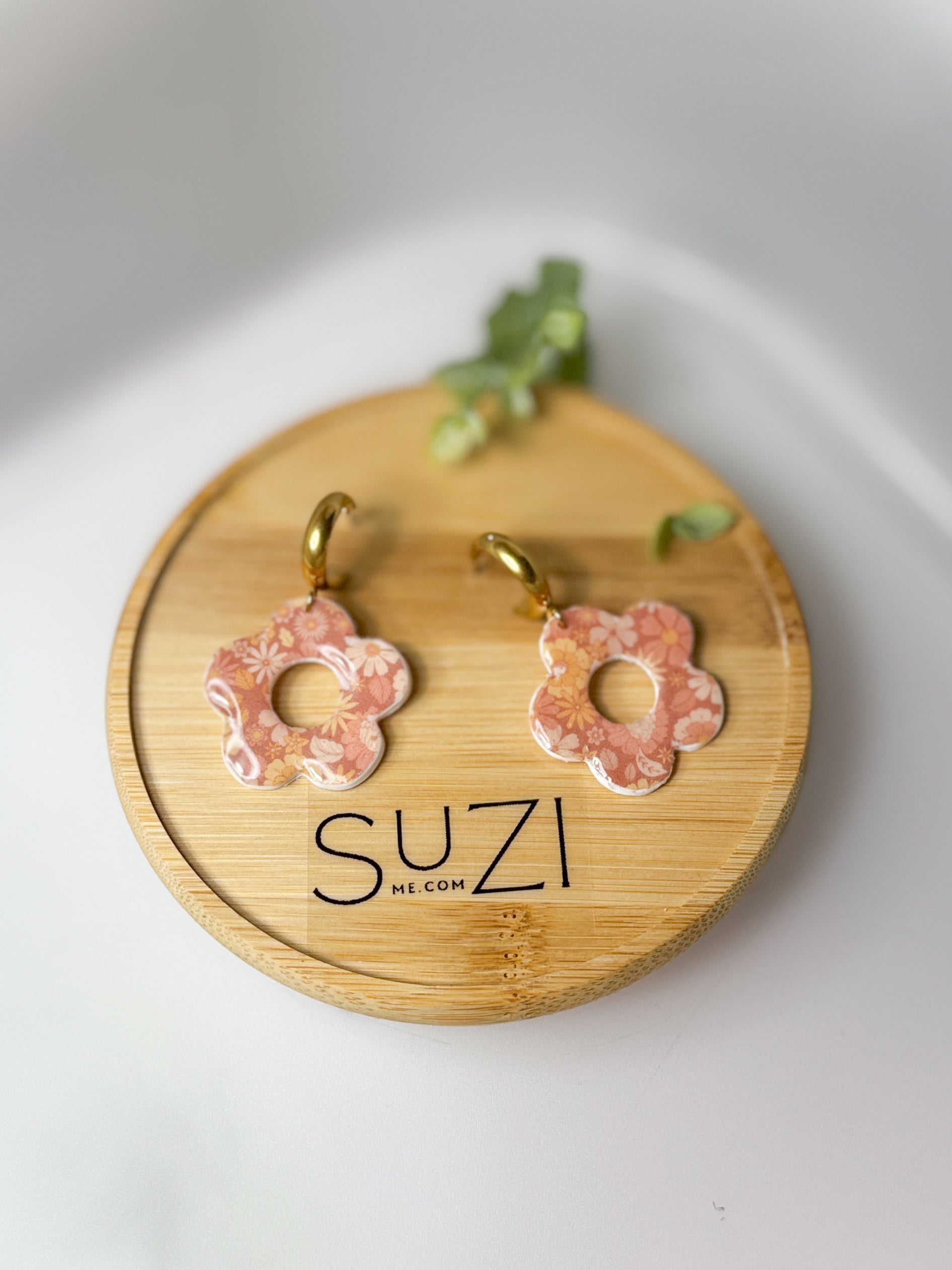 PUG3 Dainty Floral Bookish Inspired Earrings, Handmade Polymer Clay Dangle, Gift, Soft Colors