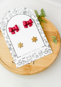 Christmas Stud Earrings – Mini Gingerbread Man, Christmas Tree, Bow, Candy Canes, Handmade Hypoallergenic