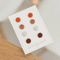 BH7 Boho Earrings – Neutral Earth Tone Polymer Clay Jewelry – Brown Caramel Burnt Orange Statement Earrings – Lightweight Handmade STUDS